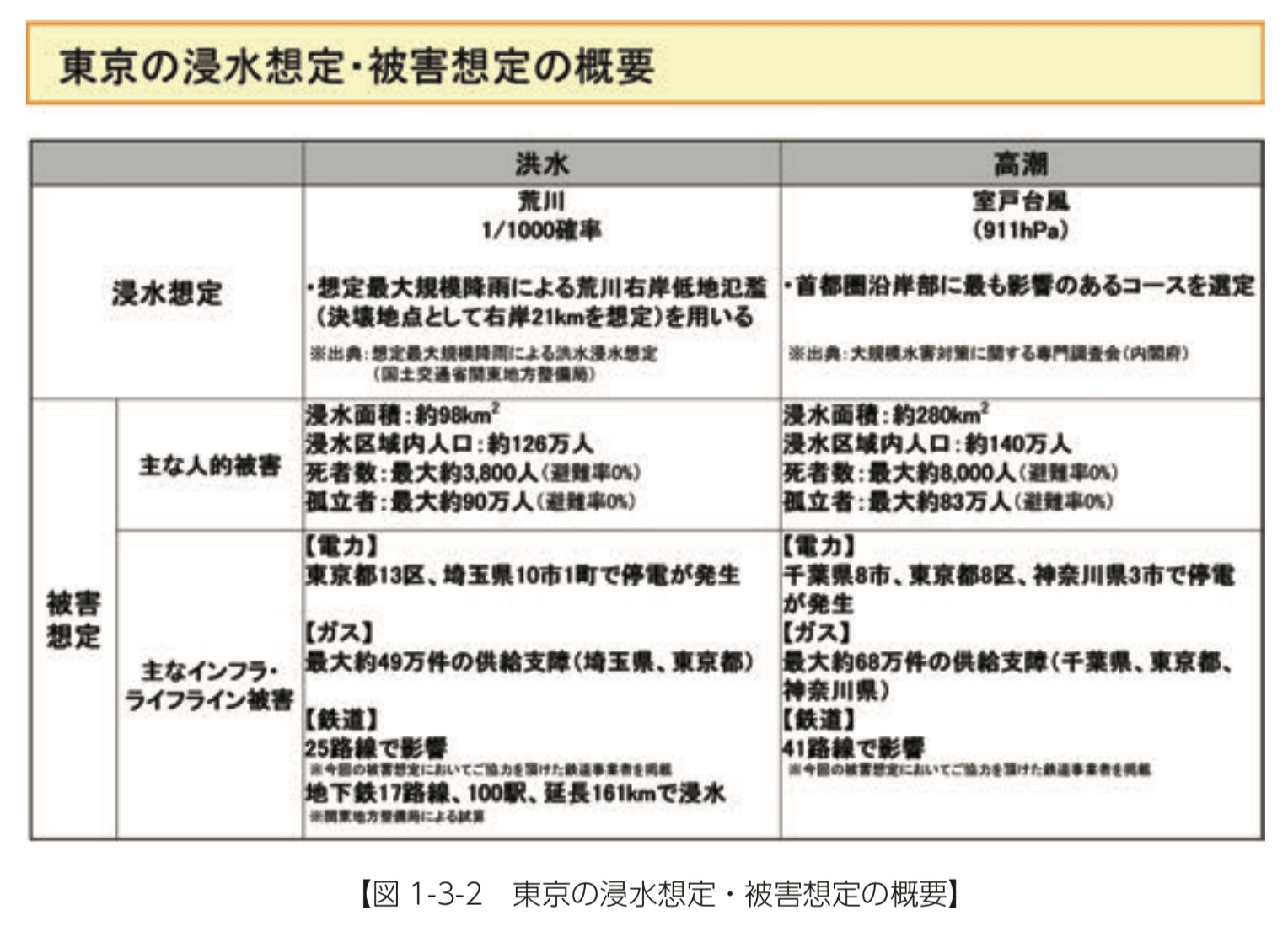 図 1-3-2 東京の浸水想定・被害想定の概要