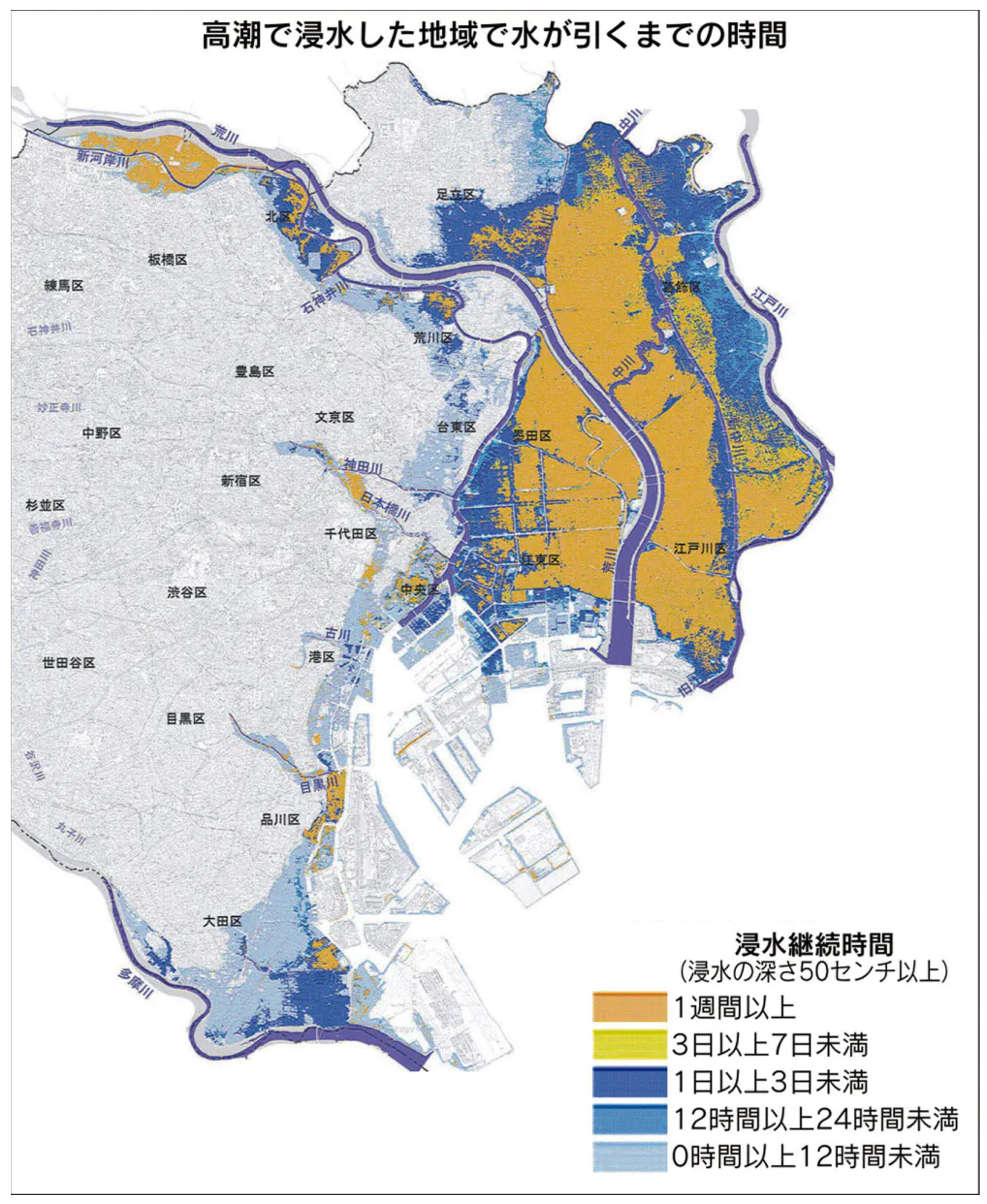 高潮で浸水した地域で水が引くまでの時間